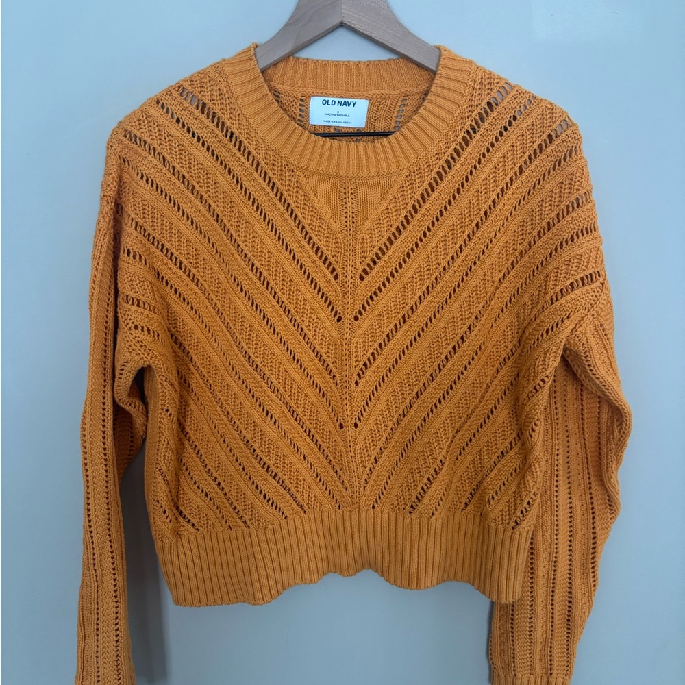 Old Navy Women's Open Knit Sweater in Gold